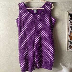 Vintage Bonjour sleeveless purple polka dot casual romper